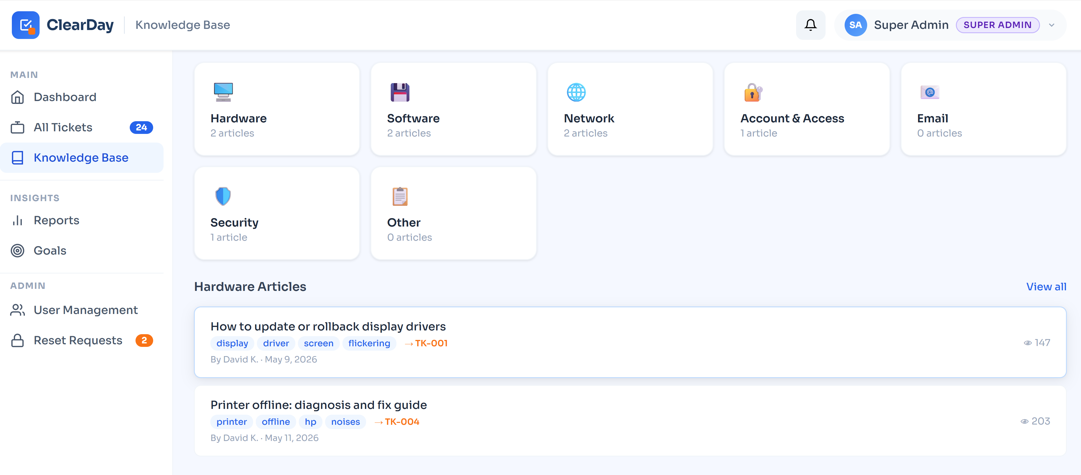 ClearDay Knowledge Base